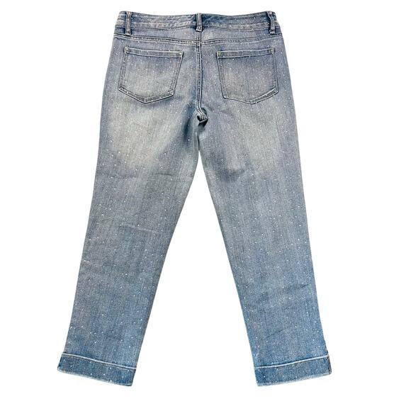 Y2K Cache Jeans All Over Rhinestone Studded Bling Vintage Denim Cropped Capri 6 - Picture 2 of 9